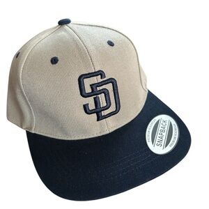 San Diego Beige and Navy Snapback Cap San Diego padres hat new embroidered logo